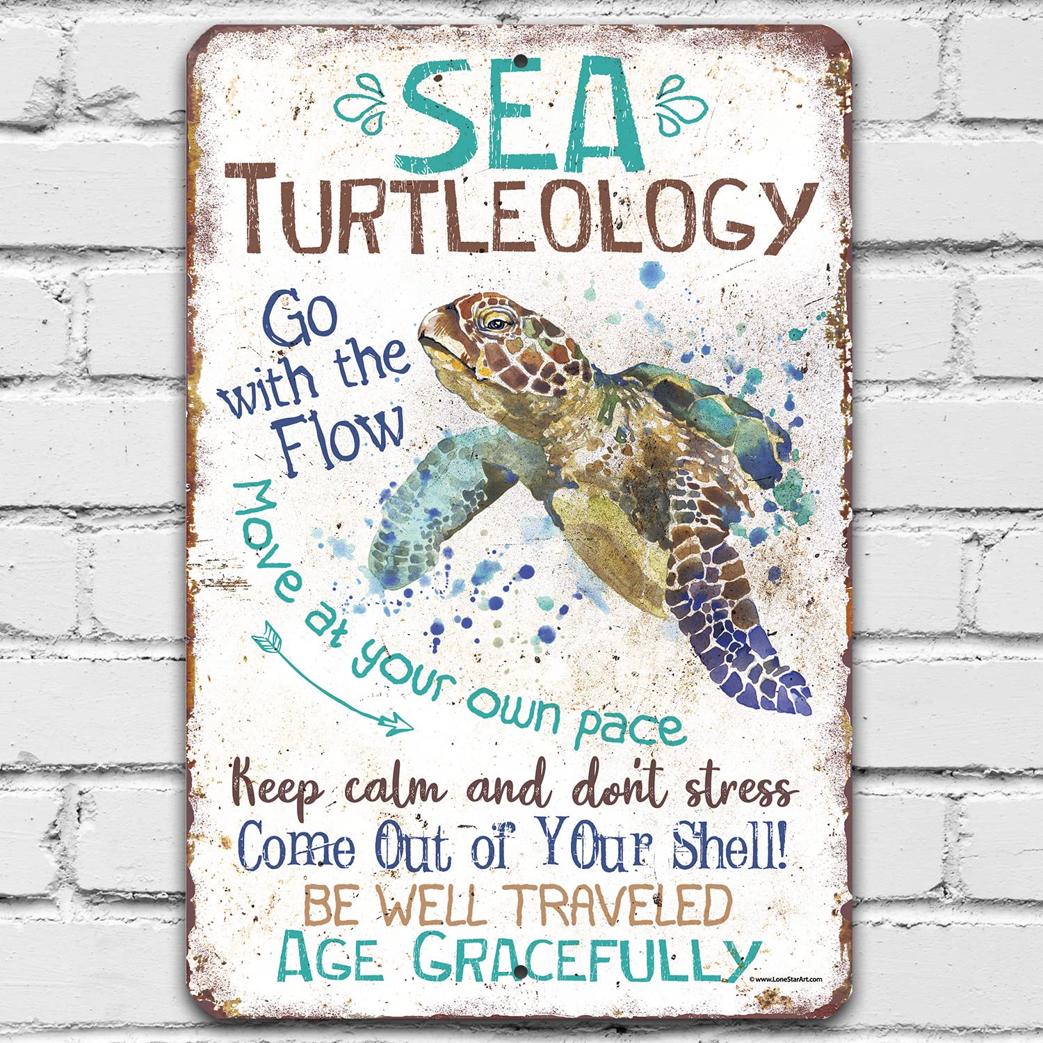 Durable Metal Sea Turtle Wall Decor Sign - 8