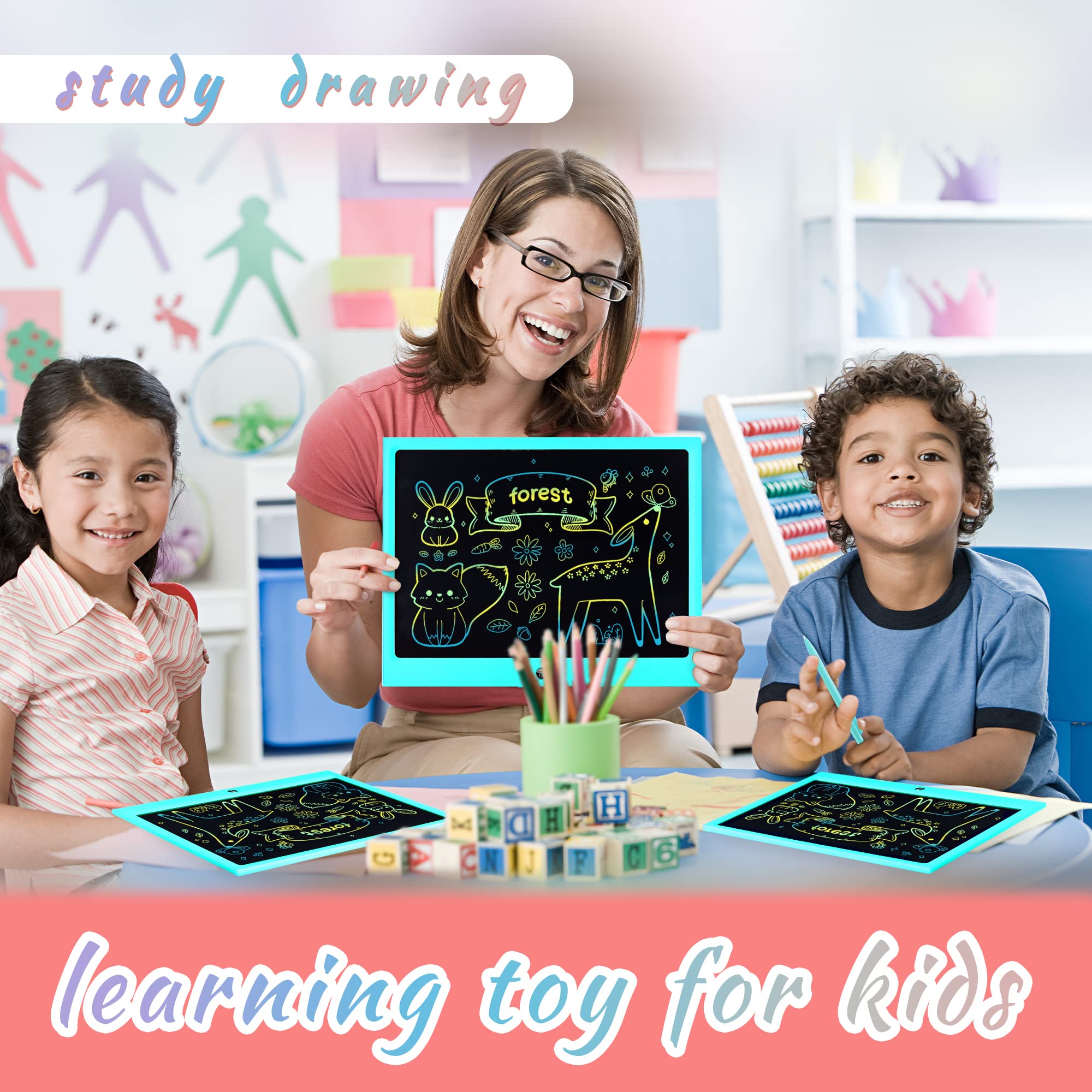 15 Inch LCD Writing Tablet for Kids - Colorful Electronic Doodle Board & Educational Drawing Pad | Perfect Christmas Birthday Gift for Boys & Girls Ages 3-9 | Ideal for Home, School & Travel Learning Activities