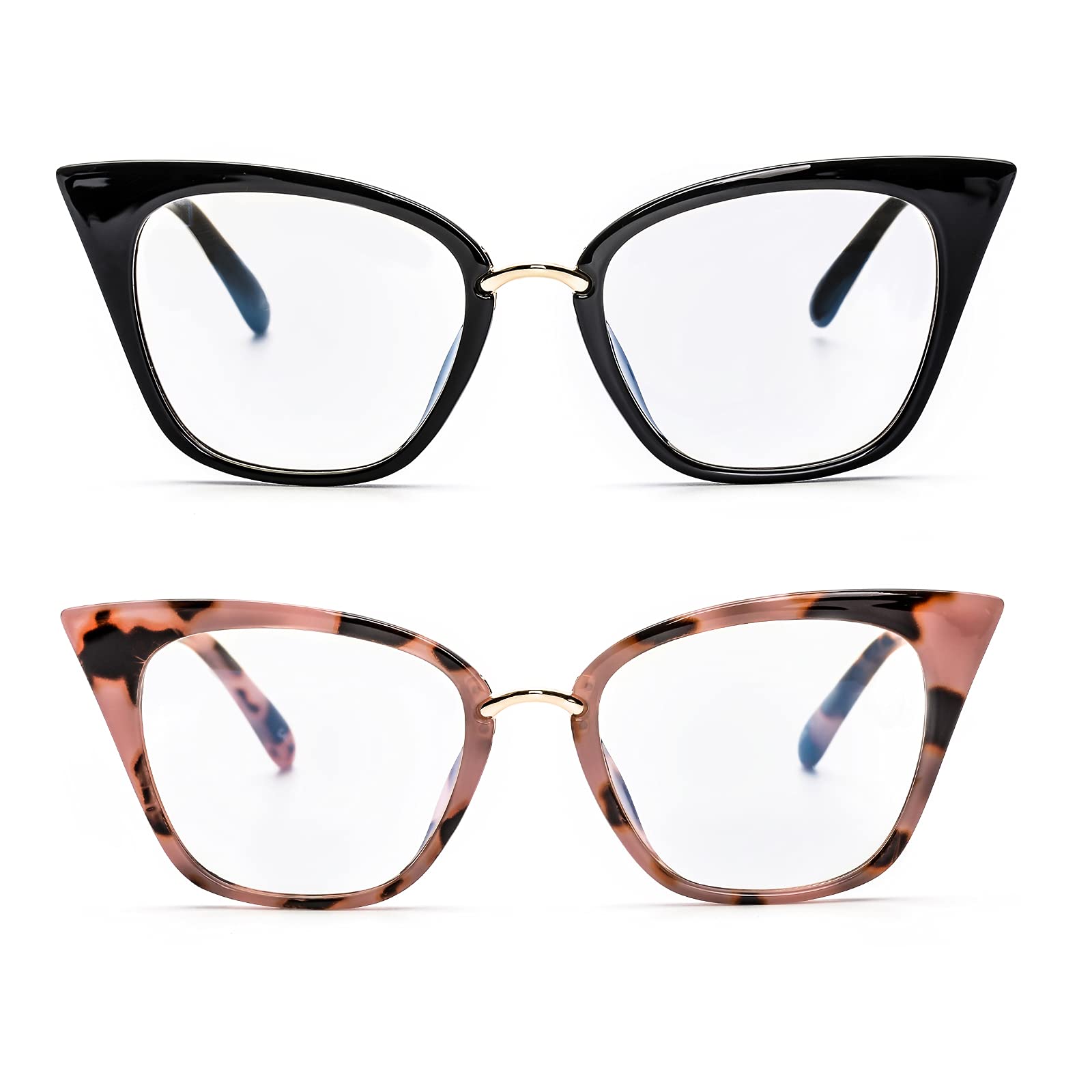 ZUVGEES 2 Pack Women's Cute Oversized Cat Eye Blue Light Blocking Reading Glasses - Computer Readers for Women - Perfect for Office Work, Screen Time & Reading Books