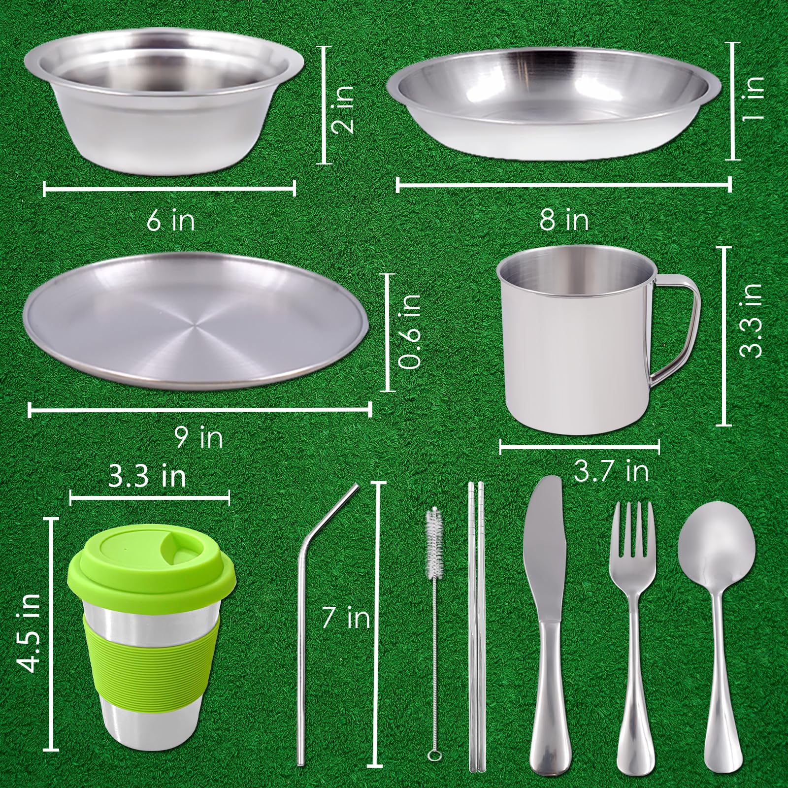 Stainless Steel Camping Mess Kit for Backpacking & Hiking