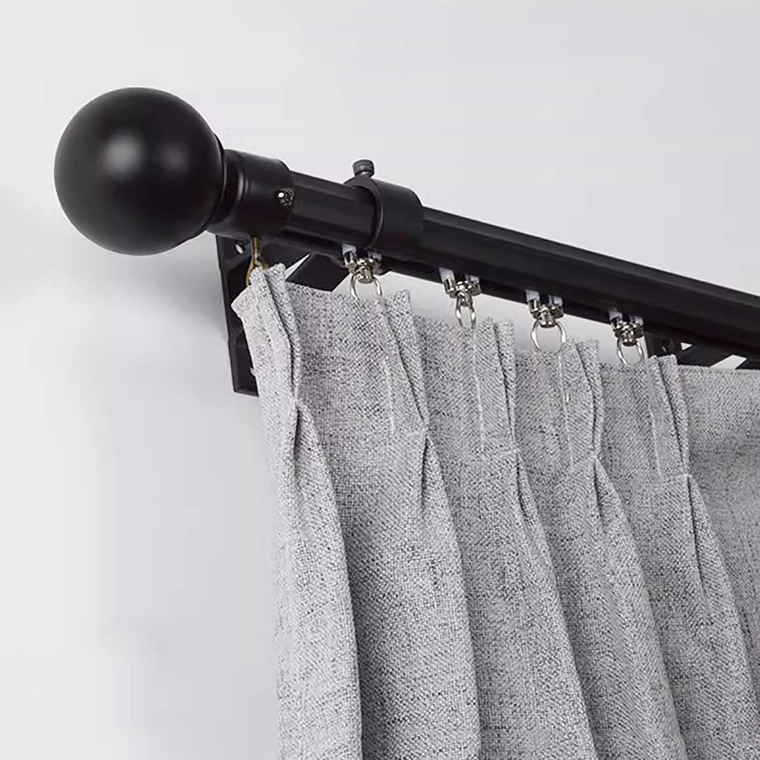 Black Aluminum Roman Rod Curtain Track - Heavy Duty Wall Mount Curtain Rail for Living Room, Bedroom & Shower Room Divider - 4.5m (14.8ft) - Perfect for Home Decor & Space Partitioning
