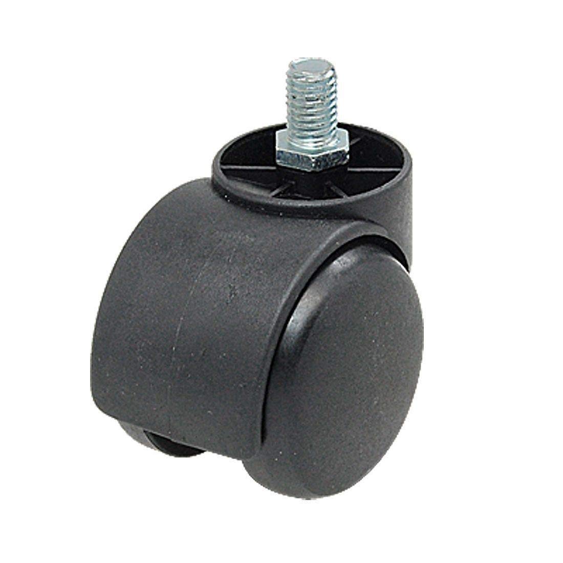 Heavy Duty Industrial Casters with Twin Wheels - Universal Swivel Casters with Threaded Stem for Office Chairs, Furniture & Equipment - Durable Plastic Rollers (Black) - Perfect for Warehouses, Workshops & Home Use