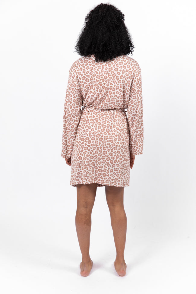 Dreamy Neutral Leopard Print Pajama Robe - Soft & Cozy Sleepwear for Women | Perfect for Lounging, Spa Days & Relaxing at Home