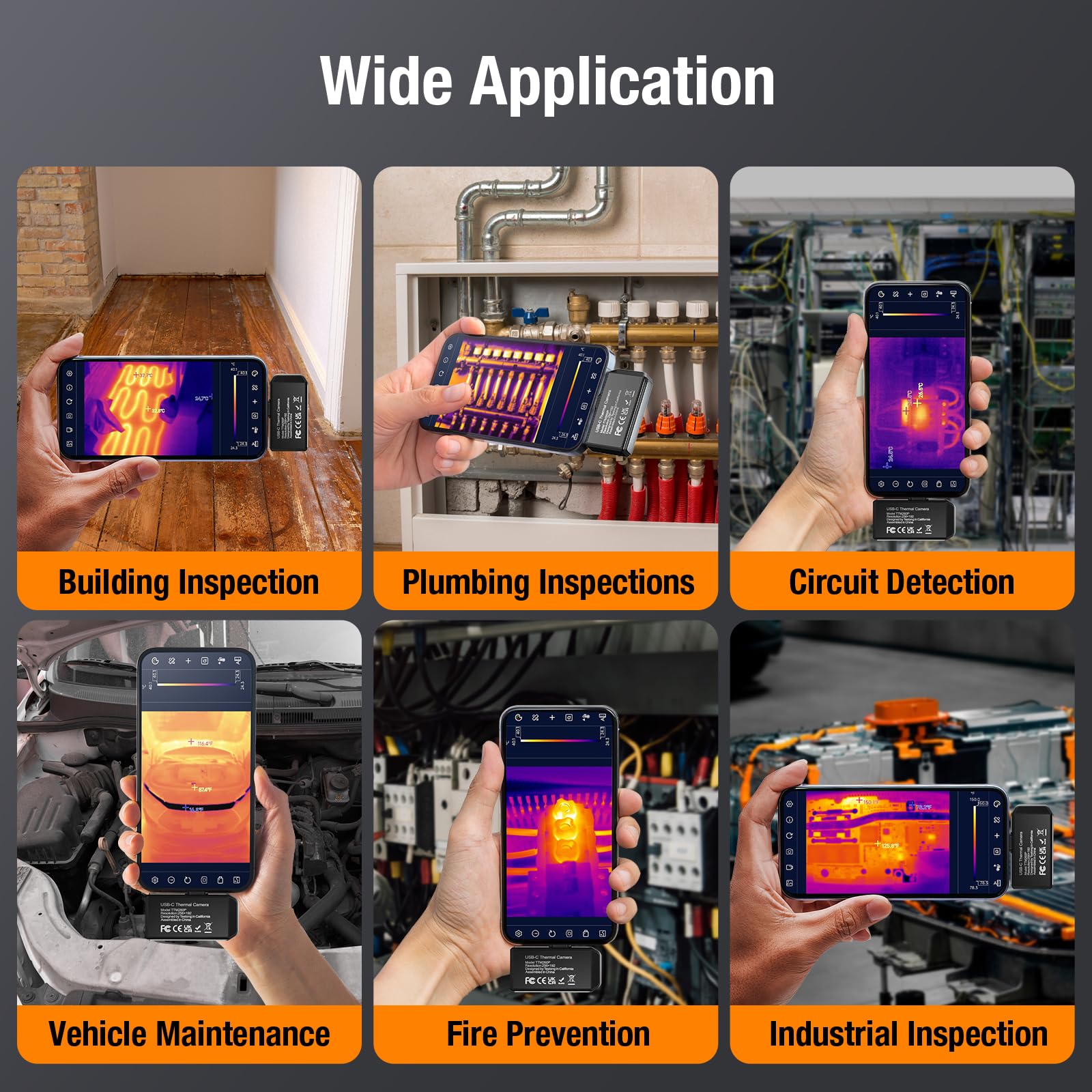 Teslong 160x120 Thermal Imaging Camera for Android & PC - High Sensitivity 50mK, Wide Temperature Range 5°F to 1112°F, 6 Color Palettes - Perfect for Home Inspection, HVAC Maintenance & Electrical Repair (Not Compatible with iOS)