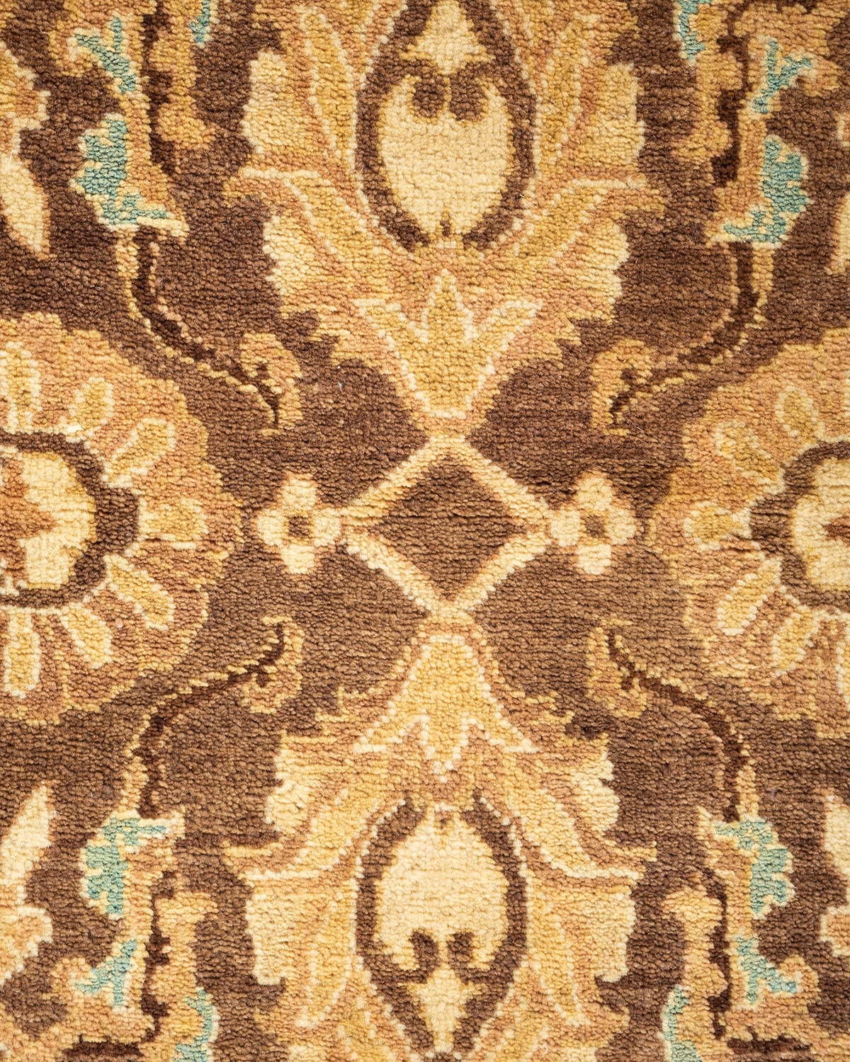 Handmade Traditional Oriental Mogul Brown Wool Area Rug 4x6 - One of a Kind Hand Knotted Solo Rugs for Living Room, Bedroom & Home Decor