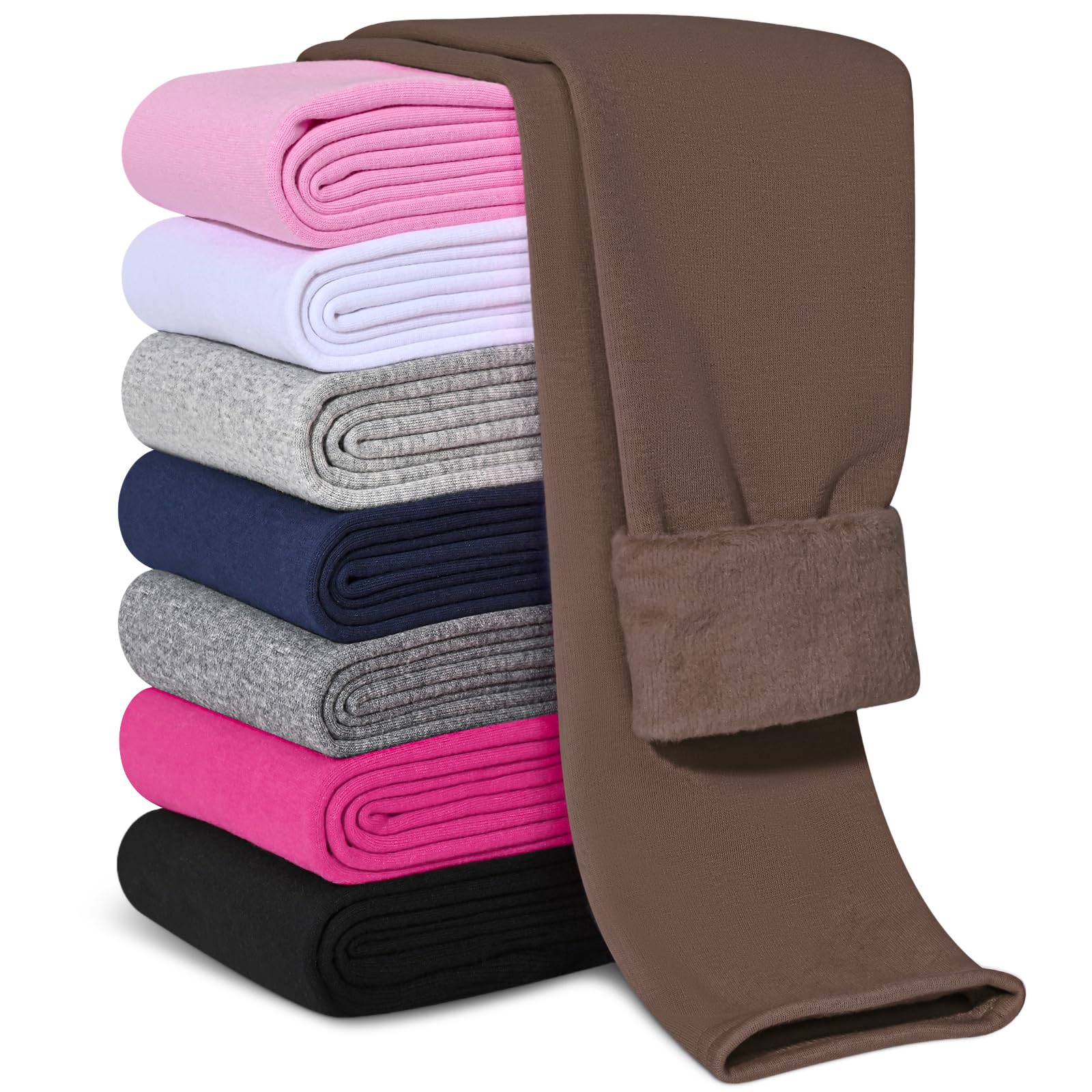 Girls Fleece Lined Leggings - Cotton Kids Winter Warm Thermal Tights Pants for Cold Weather | School, Playdates & Outdoor Activities
