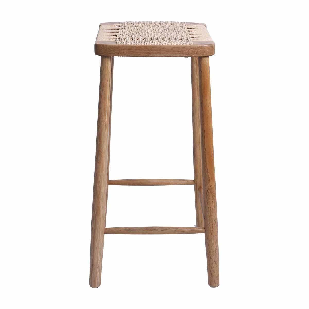 Fitzroy Rattan Bar Stool - Natural Wicker Counter Height Stool with Cushion - Perfect for Kitchen Island, Breakfast Nook & Outdoor Patio Seating