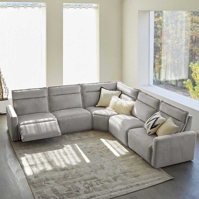 Essentia Power Reclining Corner Sofa - Easy Care Fabric Sectional Couch with USB Charging for Living Room, Home Theater & Family Room Comfort
