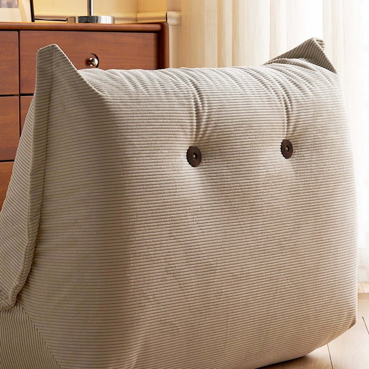 Comfortable White Corduroy Caterpillar Lounge Chair - Single Sofa Soft Recliner for Living Room, Bedroom & Office Relaxation