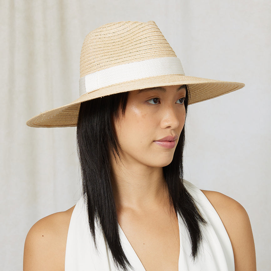 Emmanuelle Vented Hemp Fedora Hat for Women - Breathable Summer Sun Hat with Wide Brim - Perfect for Beach, Gardening, and Outdoor Activities