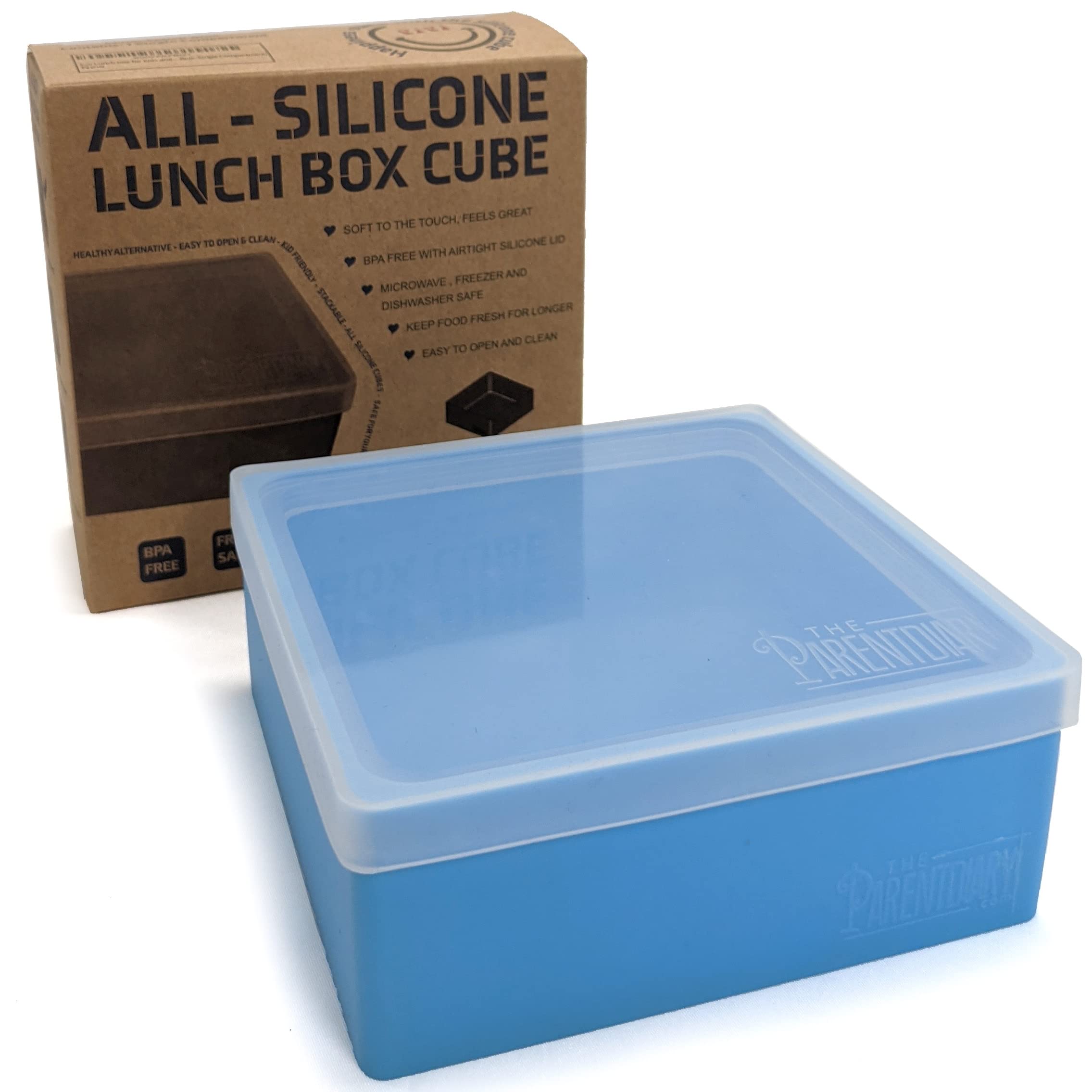 BPA-Free Silicone Lunch Box for Kids & Adults | Reusable Meal Prep Food Storage Containers with Dividers | Microwave, Dishwasher & Freezer Safe | Leakproof Silicone Lids (Blue, Single Compartment) - Perfect for School, Office & Picnic Lunch Storage