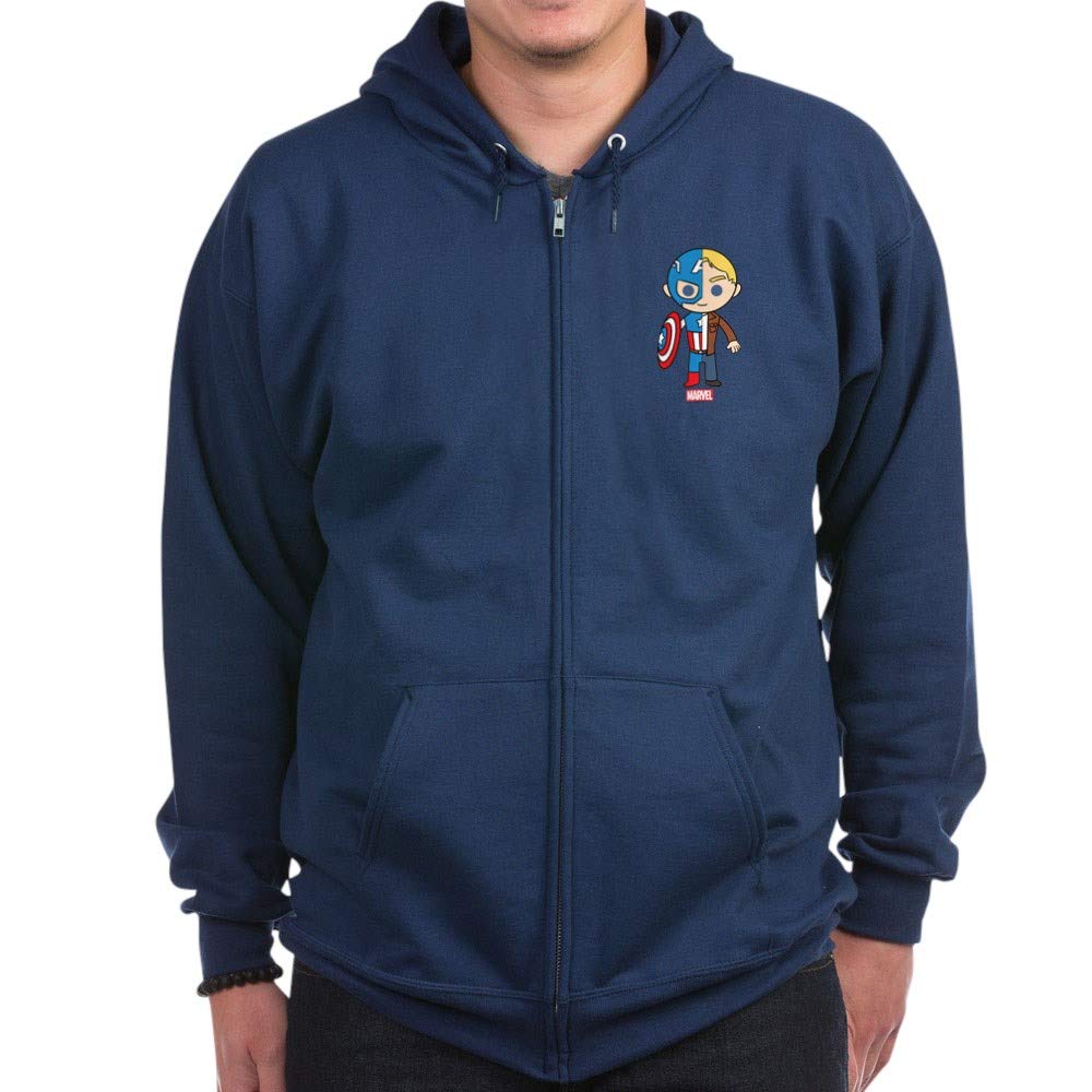 Chibi Captain America Half and Half Zip Hoodie - Marvel Superhero Sweatshirt for Men & Women | Perfect for Cosplay, Comic Con & Casual Wear