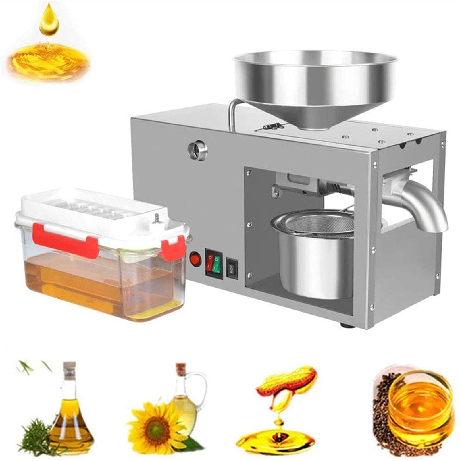 Stainless Steel Automatic Oil Press Machine - 3-5 Kg/H Electric Oil Expeller for Home & Commercial Use - Extract Avocado, Coconut, Flaxseed, Peanut & Castor Oils - Perfect for Healthy Cooking, DIY Beauty & Organic Skincare Products
