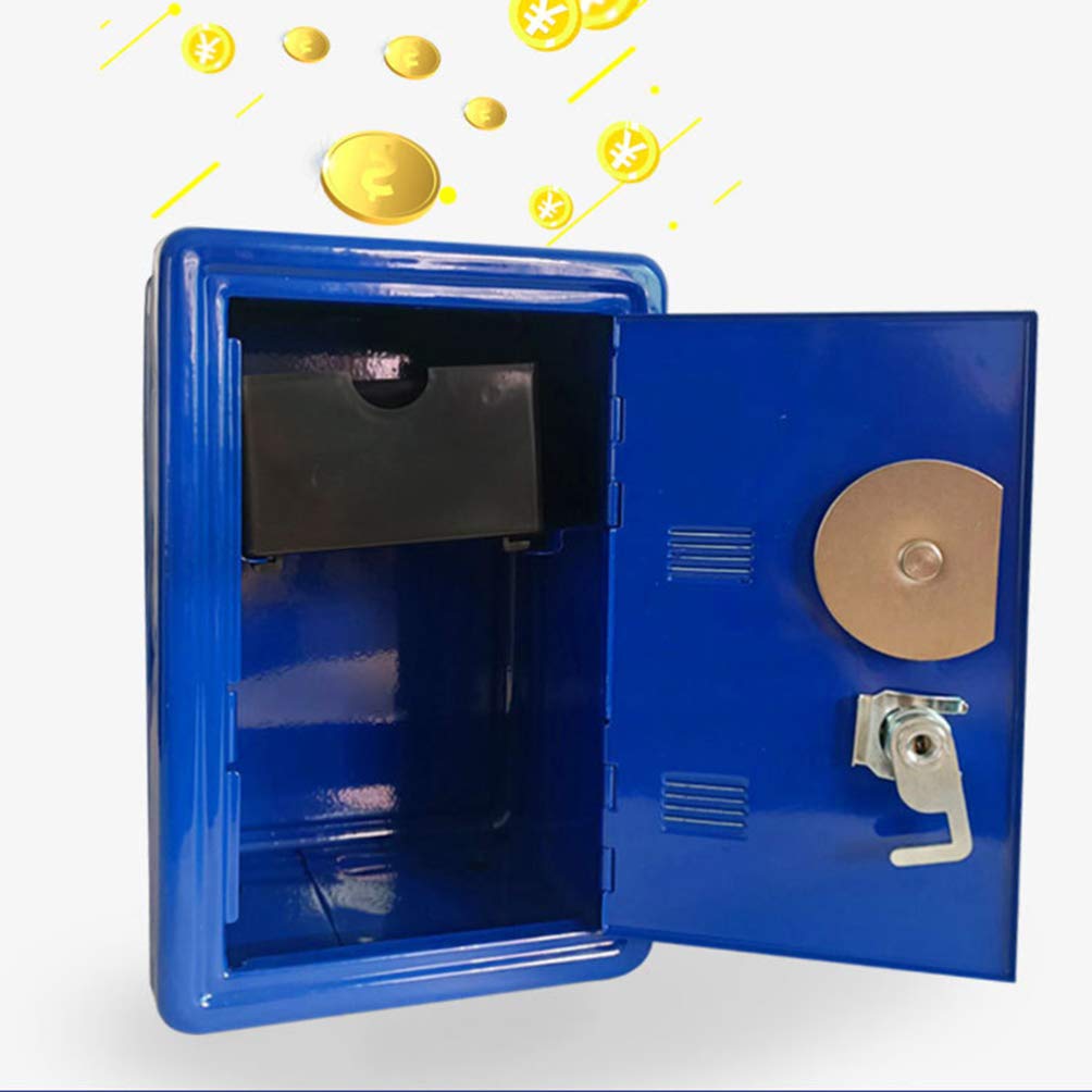 Heavy Duty Metal Safe Box with Lock - Secure Piggy Bank for Cash & Valuables Storage - Compact Desktop Money Box for Home, Office, or Travel Use