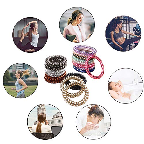 Shidara No Crease Spiral Hair Ties - 15 Pack Traceless Elastic Ponytail Holders for Women & Girls | Phone Cord Hair Bands for Workout, Yoga, Office & Everyday Use