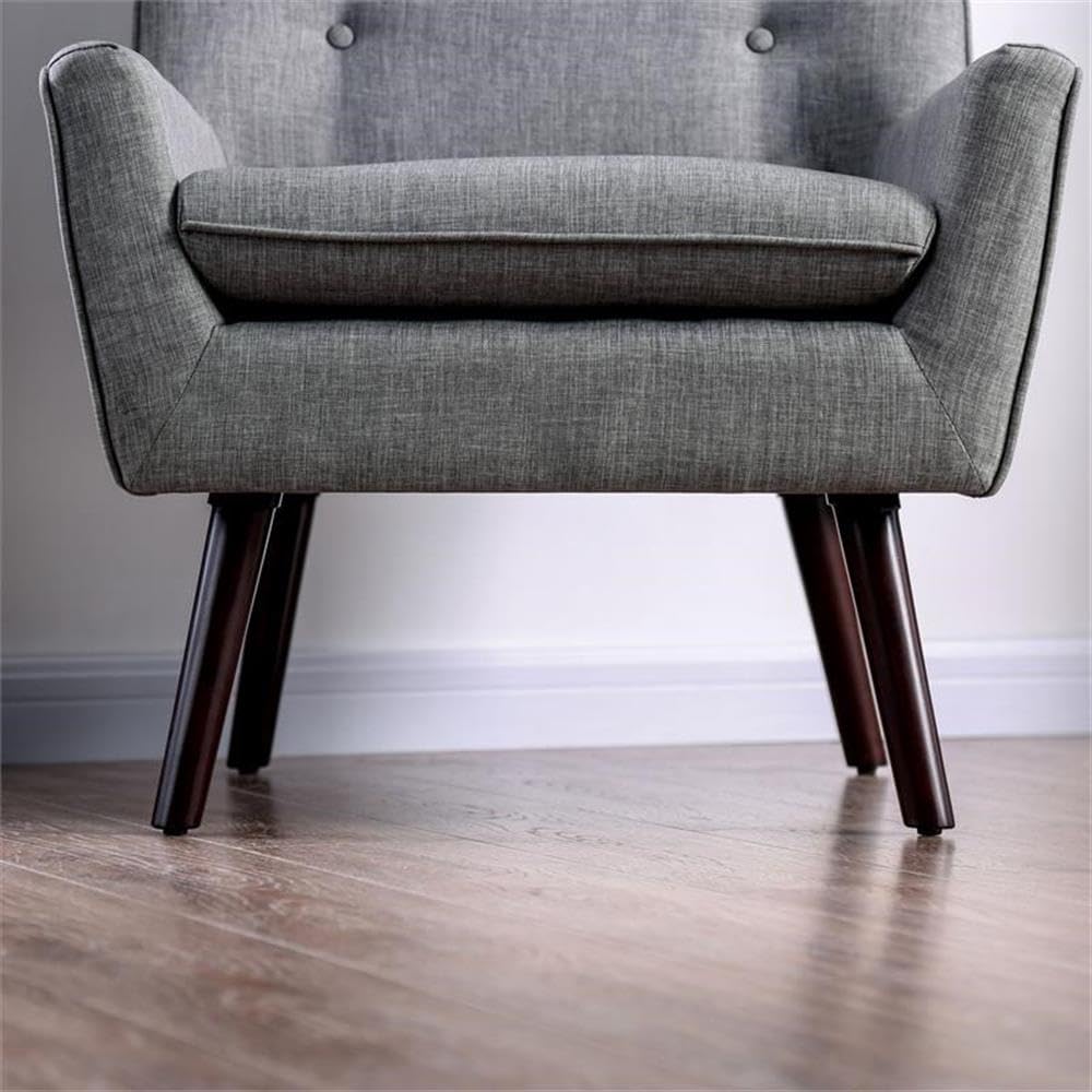 Mid-Century Modern Light Gray Fabric Tufted Accent Chair by Furniture of America - Perfect for Living Room, Bedroom & Home Office Decor
