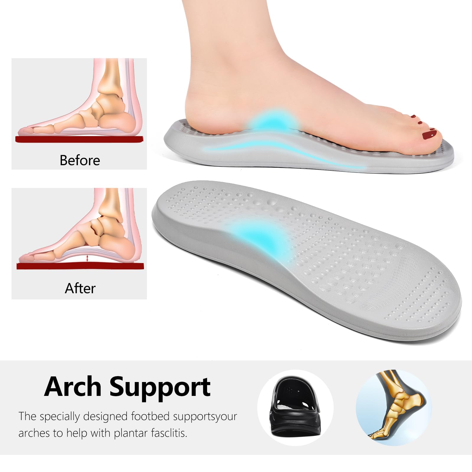**Clootess Arch Support Garden Clogs – Orthopedic Sandals for Women & Men – Plantar Fasciitis Relief, Pillow Cushion Insoles – Perfect for Gardening, Walking & Recovery**