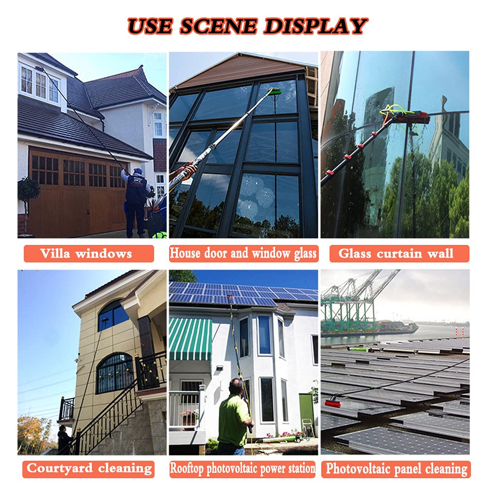 Water Fed Pole Brush System - Telescopic Window Cleaning Kit for Outdoor Glass, Tile Walls & Solar Panels (12-36ft Extendable, 6M/20FT) - Perfect for High-Rise Buildings, Skylights & Hard-to-Reach Surfaces