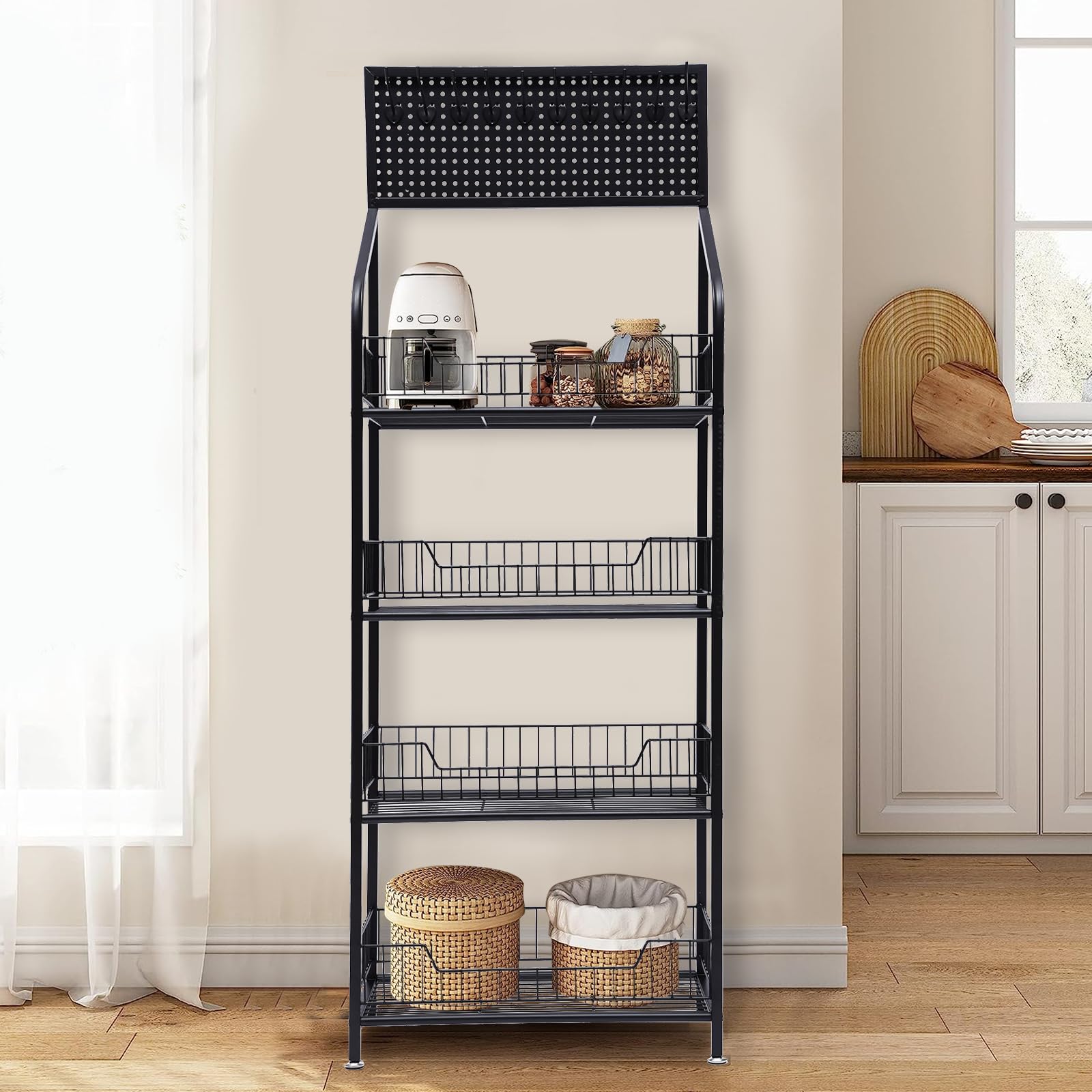 4-Tier Heavy Duty Metal Rolling Kitchen Shelf - 19.6