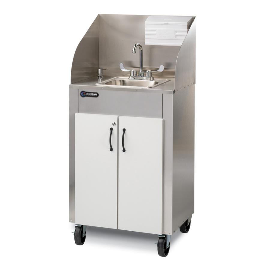 Ozark River Elite Pro 1 Portable Hot Water Sink with Stainless Steel Top & Basin - White/White - Perfect for Camping, RV Trips & Outdoor Adventures (ESPRWW SS SS1N)