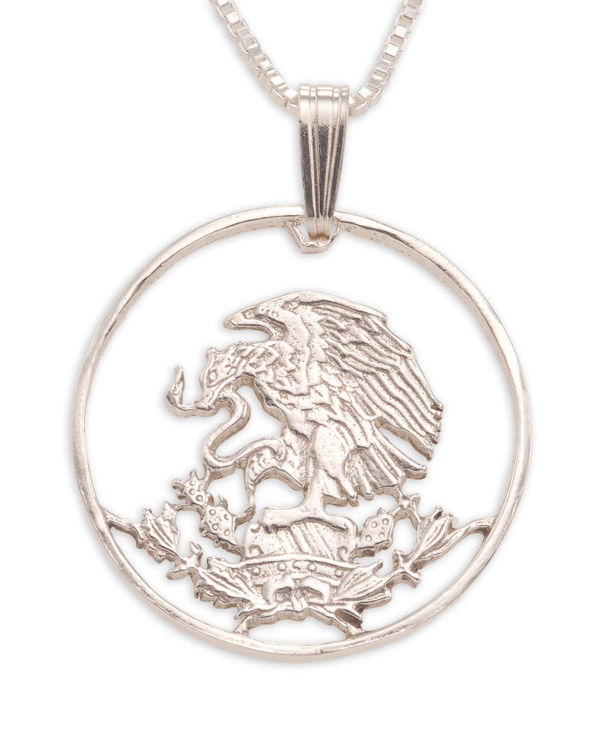 Authentic Mexican Eagle Coin Pendant Necklace - Sterling Silver Eagle Jewelry for Men & Women - Perfect for Gifts, Parties, and Cultural Fashion