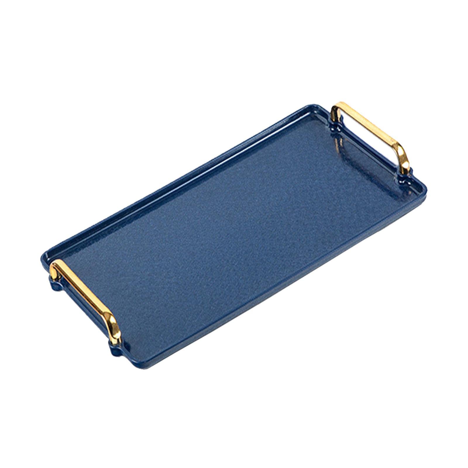 MERIGLARE 12-Inch Blue Plastic Serving Tray - Multipurpose Kitchen & Dining Tray for Fruits, Desserts, Snacks - Perfect for Restaurants, Parties, Coffee Tables & Home Kitchen Use