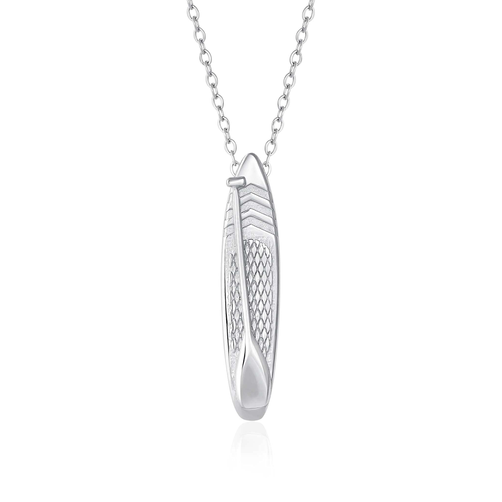 Sterling Silver Paddle Board Charm Necklace - 18 Inch Adjustable Chain for Women, Surfing Jewelry Gift for Beach Lovers & Water Sports Enthusiasts