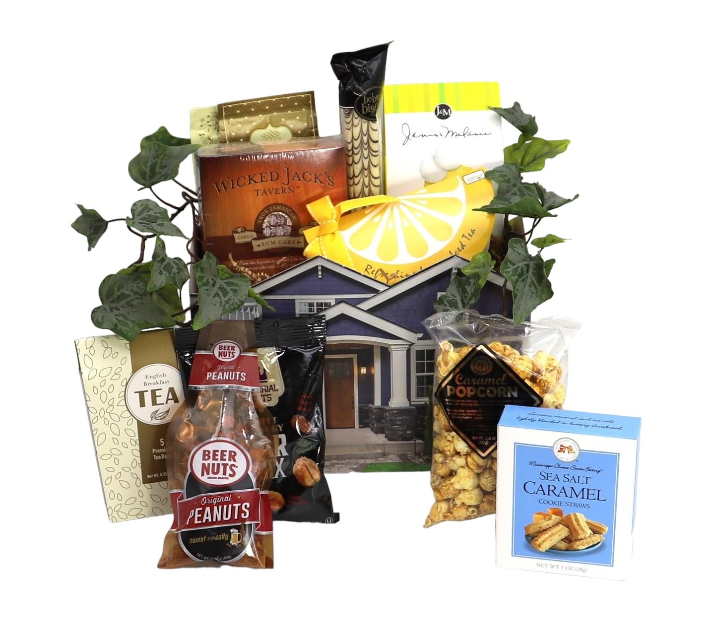 Gourmet Gift Basket for Housewarming or Moving Day - Assorted Snacks, Drinks & Treats | Handcrafted in USA | Perfect Welcome Home Gift for New Neighbors & Friends | Ideal for Home Parties & Celebrations