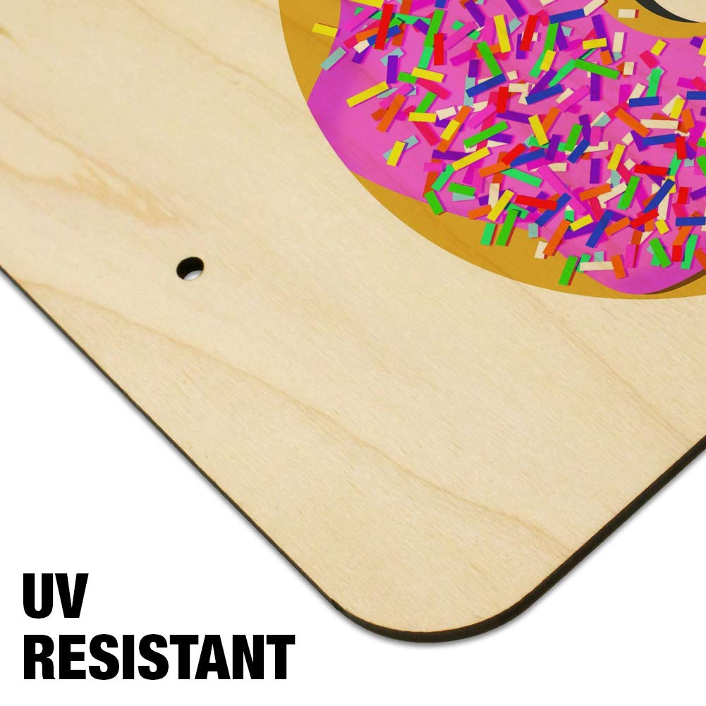 Pink Donut with Frosting & Sprinkles Wall Art Sign - Cute Home, Office & Business Decor for Bakeries, Cafes & Sweet Shops