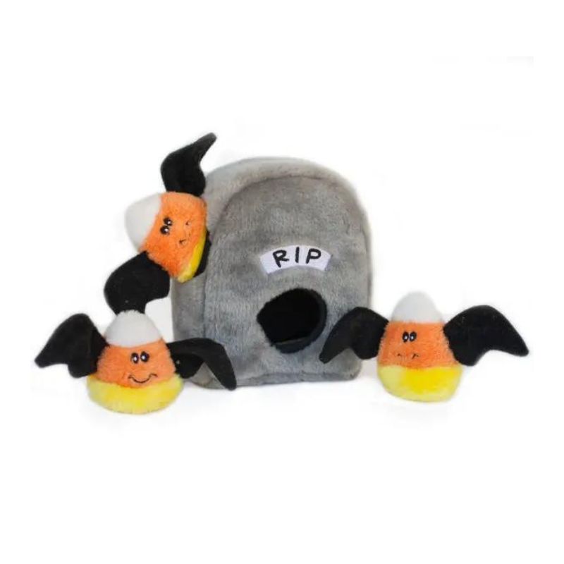 Zippy Paws Spooky Gravestone Burrow Toy for Dogs - Halloween Interactive Plush Hide & Seek Game - Perfect for Puppies & Small Breed Playtime