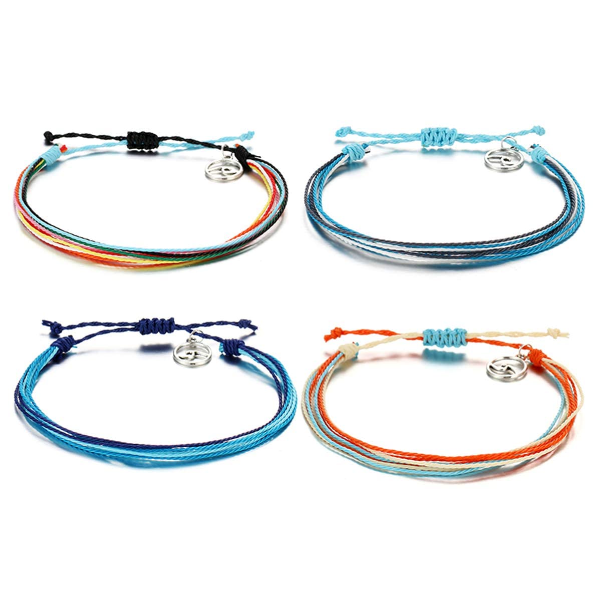 HUASAI Waterproof Boho Rope Bracelets for Women & Teen Girls - Adjustable String Wave Surfer Bracelet Set - Perfect for Summer Beach, Festival, and Casual Wear