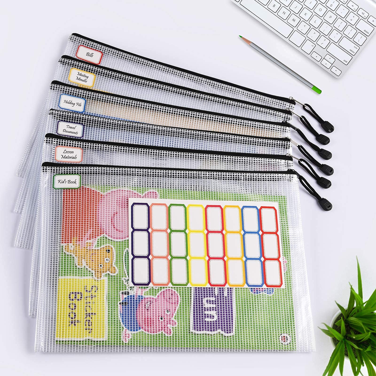A3/B5 Plastic Mesh Zipper File Bags - Waterproof & Tear-Resistant Document Organizer Folders for School, Office, Home & Travel - Perfect for Storing Papers, Receipts, and Important Documents