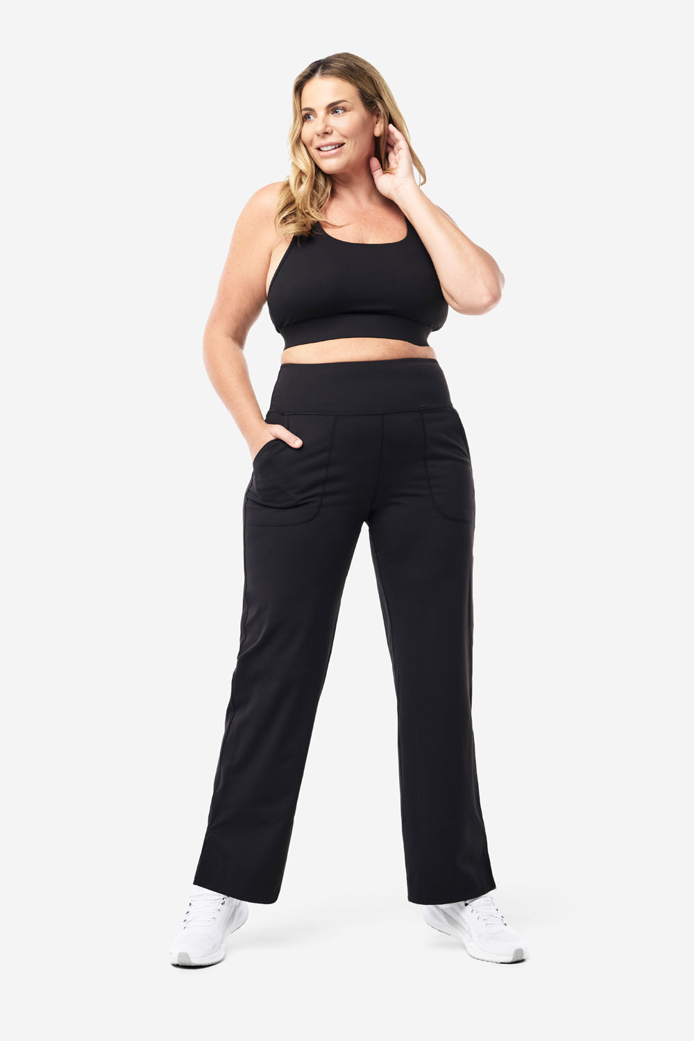 Wide Leg Base Pants for Women - High Waisted Stretchy Comfortable Black Trousers | Perfect for Work, Office, Casual & Lounge Wear