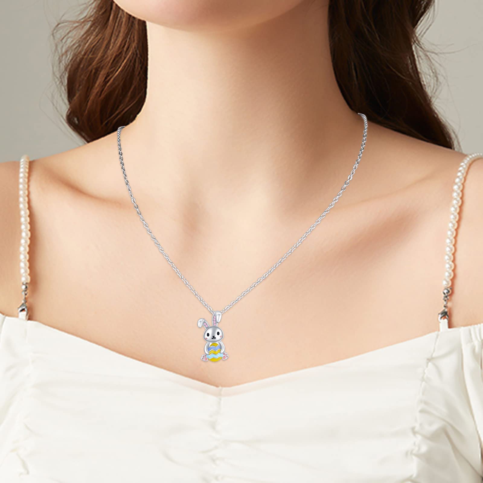 Sterling Silver Bunny Necklace for Women - Elegant Rabbit Pendant Jewelry, Easter Gift for Mom, Mother's Day Present | Perfect for Easter Celebrations, Spring Fashion Accessories, and Thoughtful Gift Giving