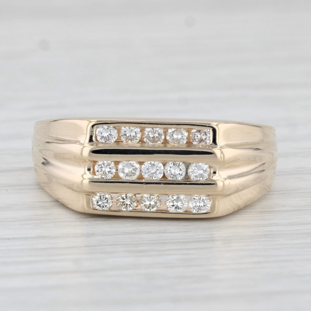 0.45ctw Diamond Men's Wedding Ring - 14k Yellow Gold Size 10 - Elegant Band for Engagement, Anniversary & Special Occasions