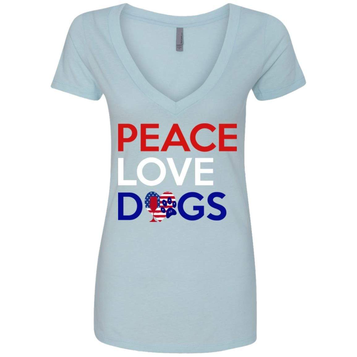 Peace Love Dogs Women's Deep V Neck T-Shirt | Trendy Casual Tee for Dog Lovers | Perfect for Outings, Gifts & Everyday Wear