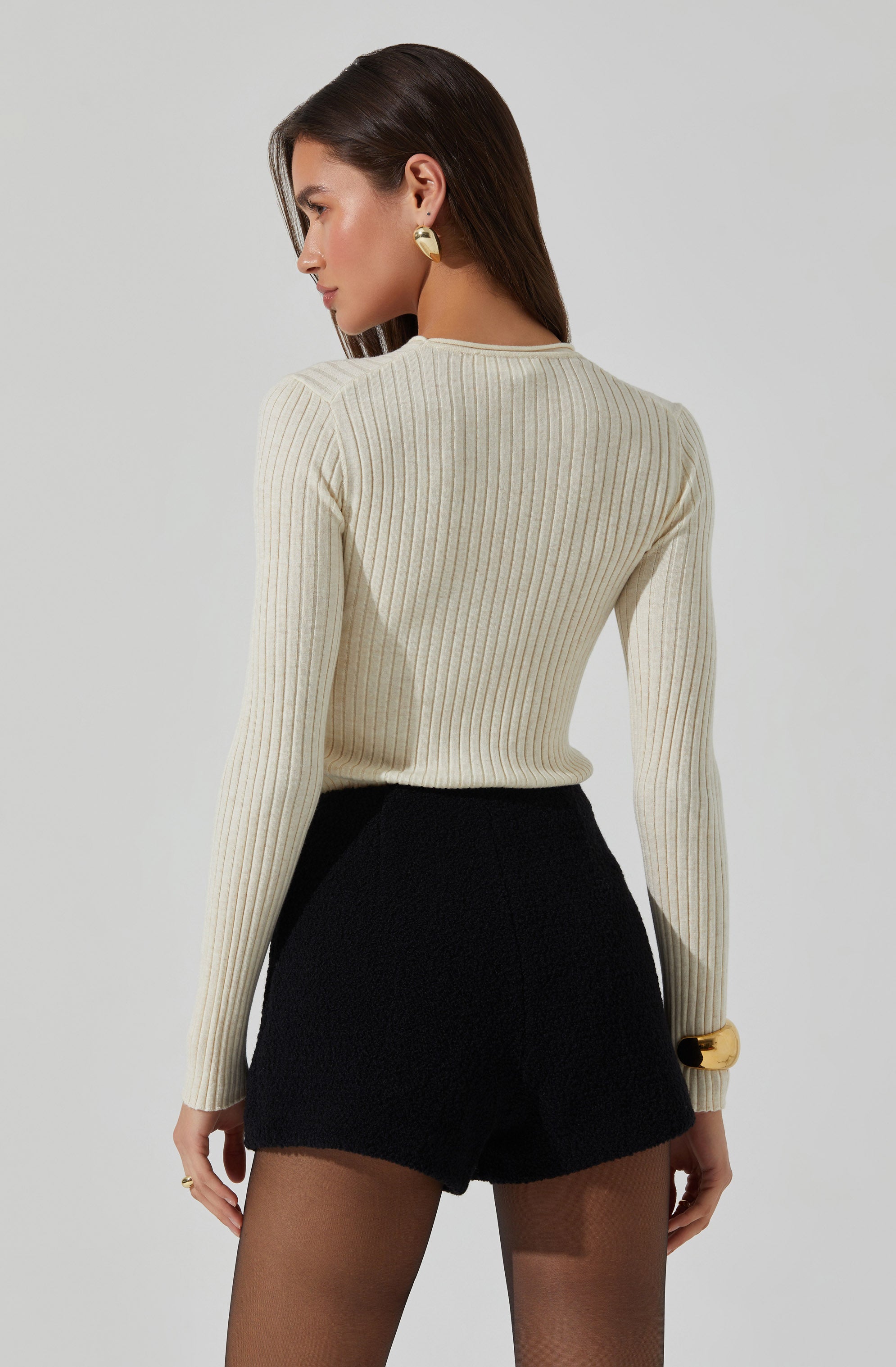 Reece Ribbed Long Sleeve Sweater for Women - Soft Knit Pullover Top, Winter Warm Turtleneck Jumper (Casual Outfits, Office Wear, Date Night)