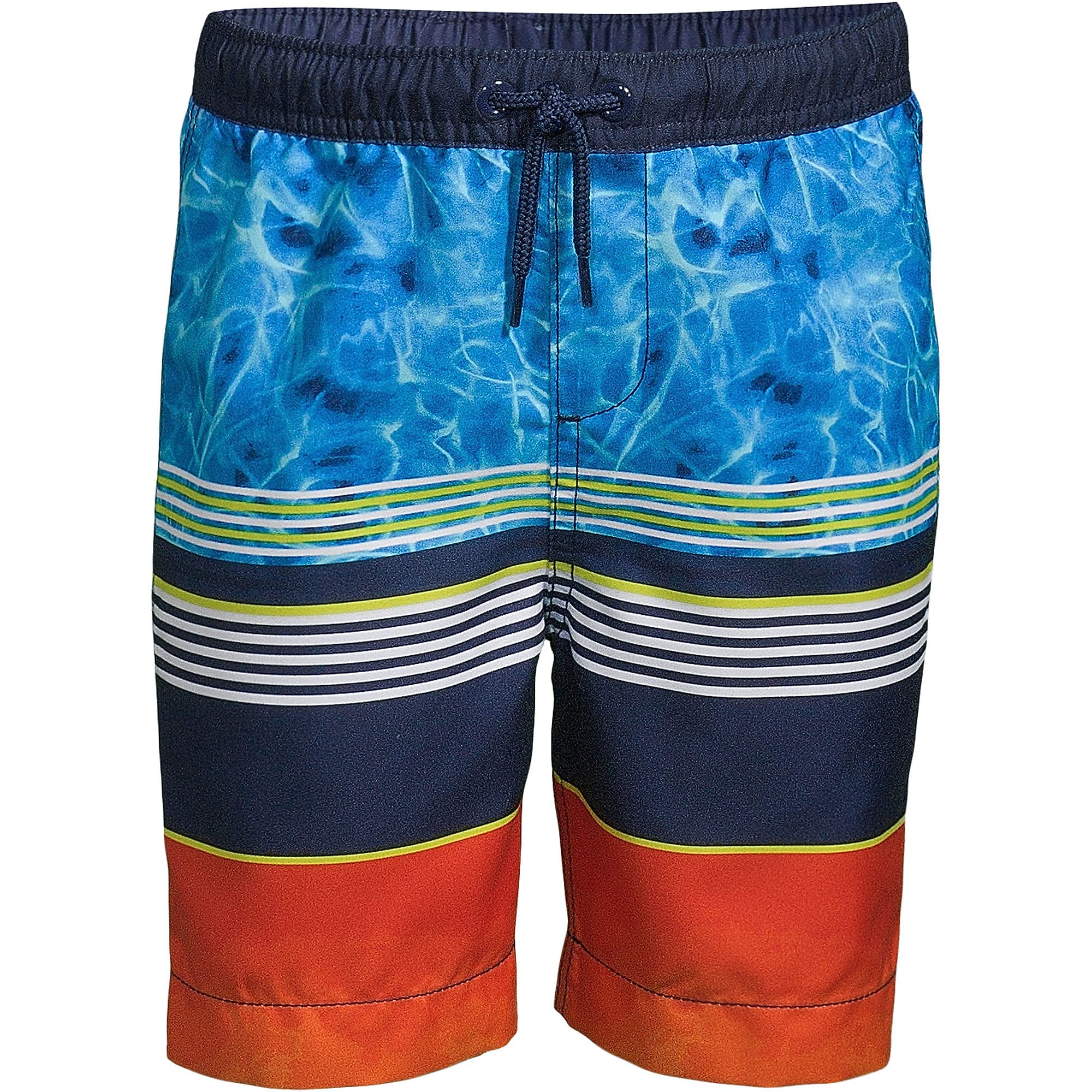 Lands' End Boys Husky Print Swim Trunks - Quick-Dry UPF 50+ Swim Shorts for Kids, Beach & Pool Swimming, Summer Water Activities