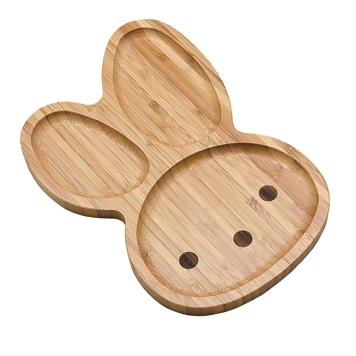 Eco-Friendly Bamboo Plate for Snacks, Appetizers, Fruits & Vegetables - Cute Bunny Face Shaped Kids Meal Plate (11