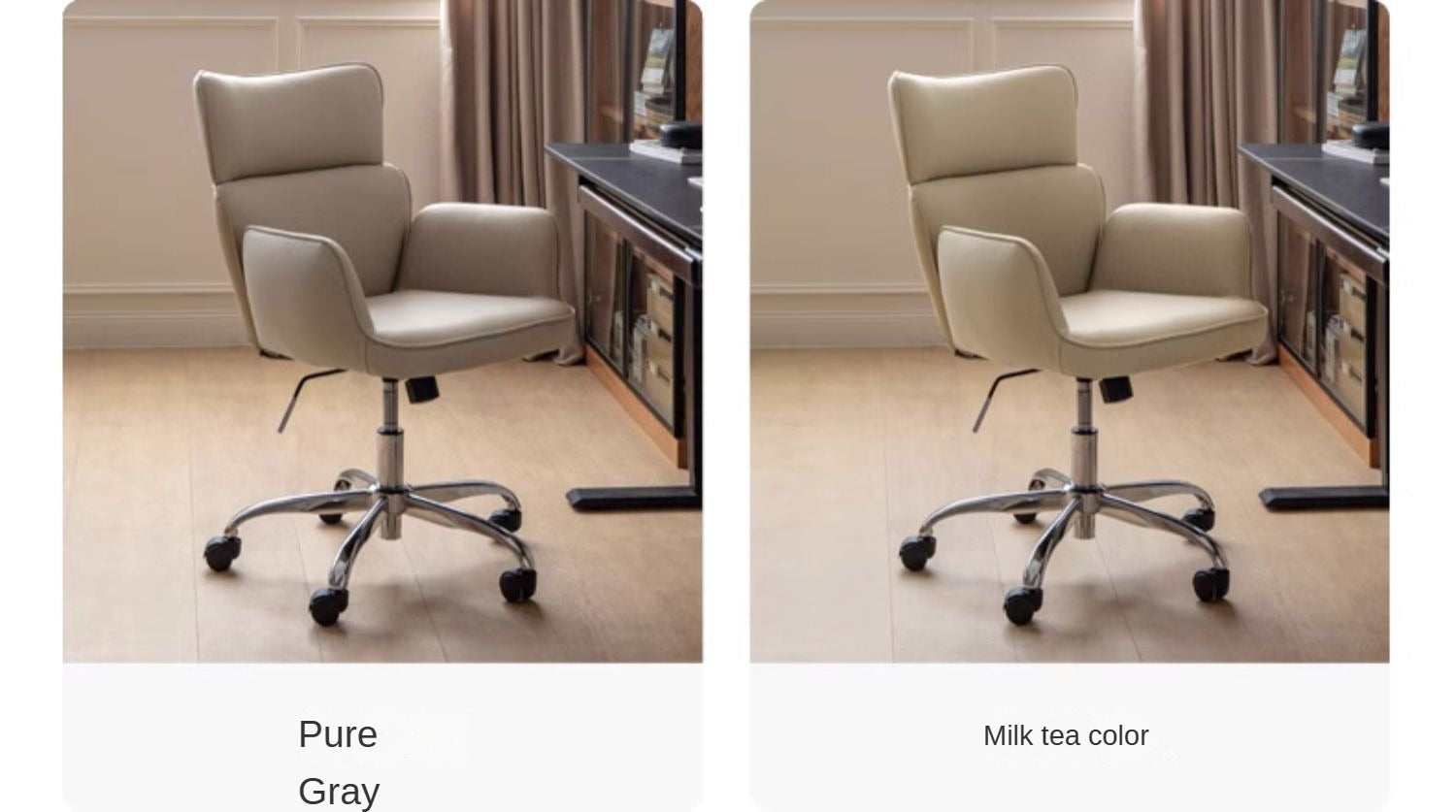 Premium Organic Leather Ergonomic Office Chair - Adjustable Height & Lumbar Support for Home & Workspace Comfort