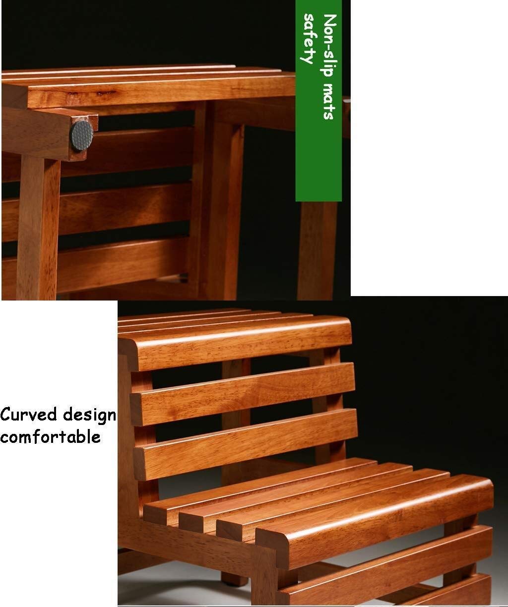 XHALERY 2-Step Stool/Step Ladder Chair - Solid Wood Shower Stool with Non-Slip Wide Bath Step - Waterproof Shower Bench for Bathroom, Kitchen & Kids (Height: 8 Inches)