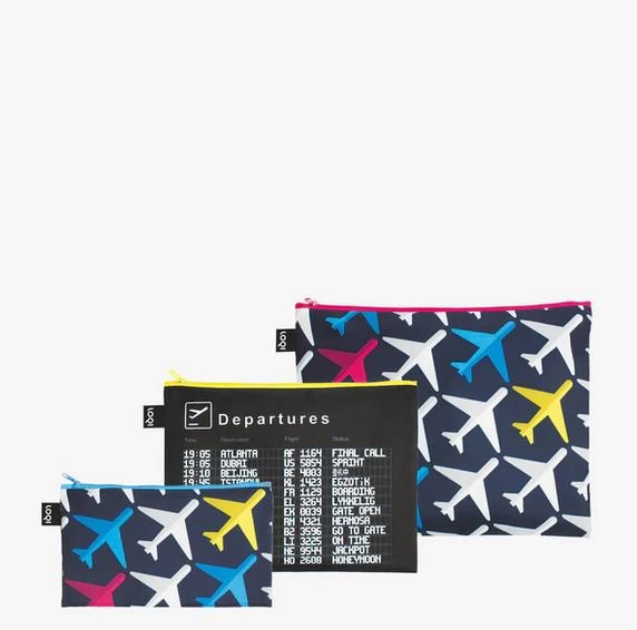 LOQI Zip Pocket Set - Waterproof Travel Organizer for Airport Security & Essentials | Compact & Lightweight for Carry-On Bags, Toiletry Kits & Daily Commute