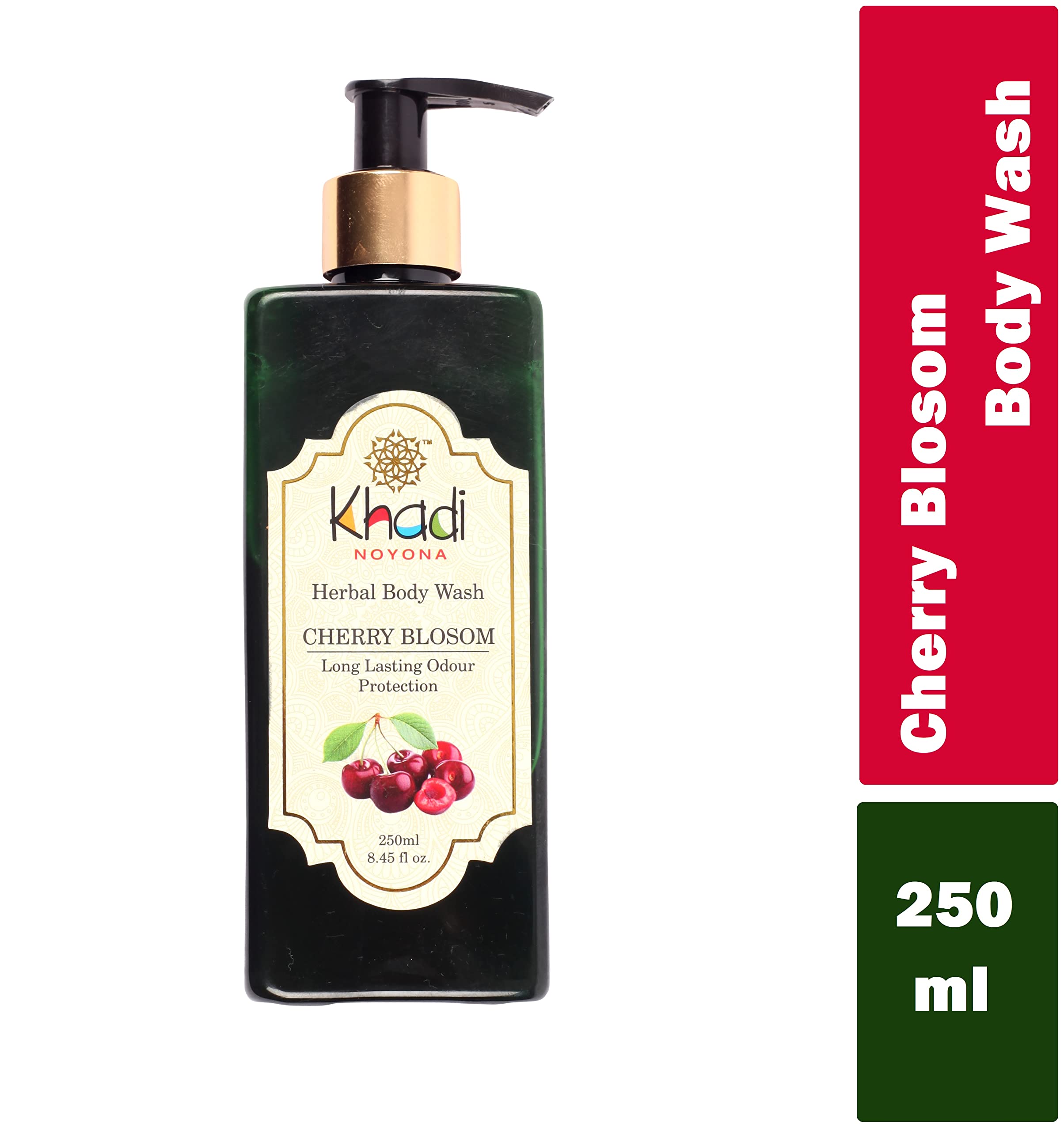 Khadi Noyona Herbal Cherry Blossom Body Wash & Shower Gel - 250ml (Pack of 2) for Soft, Smooth Skin | Natural Ayurvedic Formula | Perfect for Daily Hydration & Relaxing Bath Time
