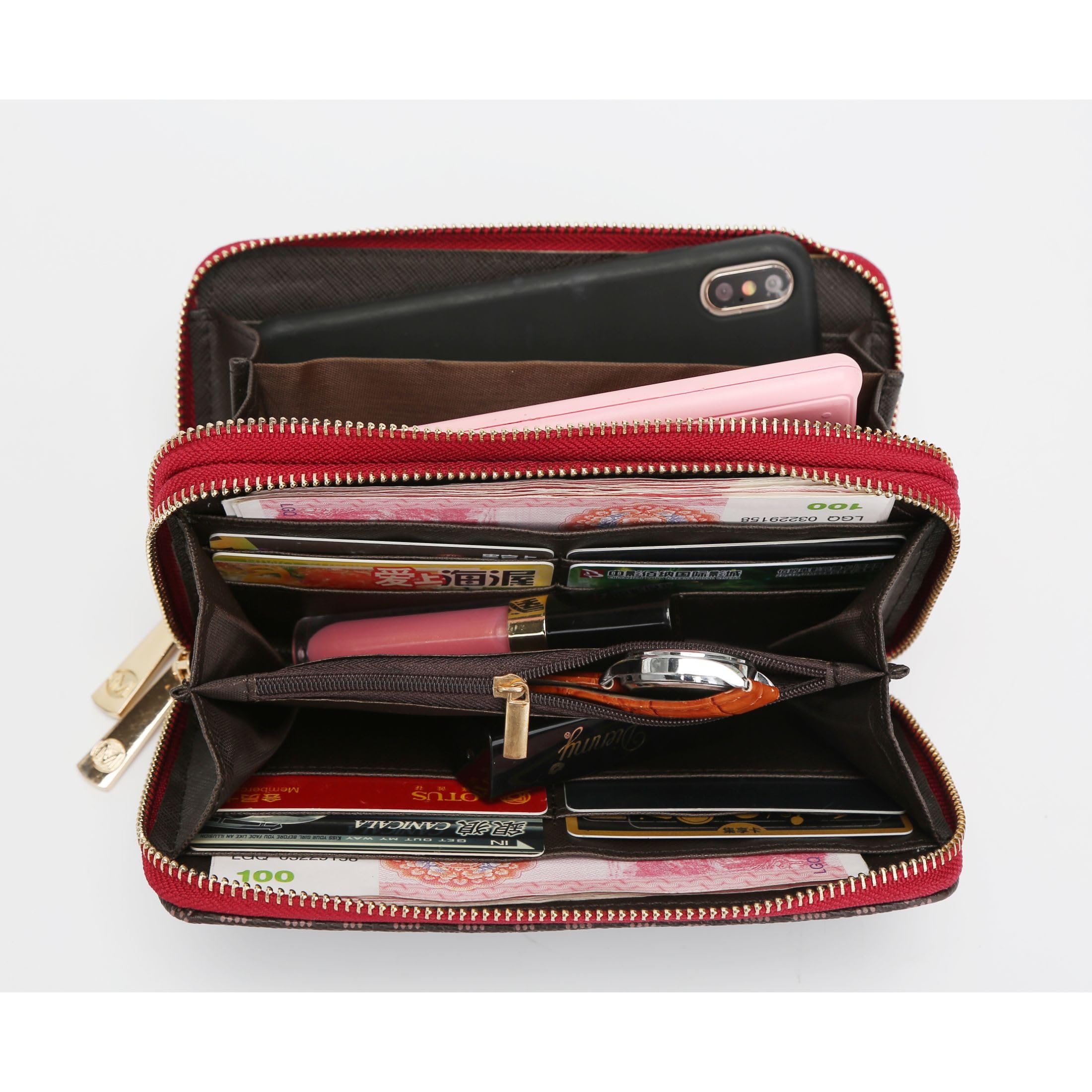 MKF Collection Vegan Leather Wristlet Wallet for Women - Small RFID Blocking Zipper Coin Purse & Credit Card Holder - Perfect for Travel, Shopping and Everyday Use (By Mia K)