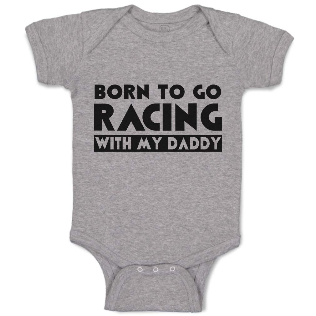Adorable Baby Bodysuit - Born to Go Racing with Daddy - Sporty & Funny Cotton Outfit for Boys & Girls - Newborn Oxford Gray Design - Perfect for Family Races & Car Enthusiast Parents
