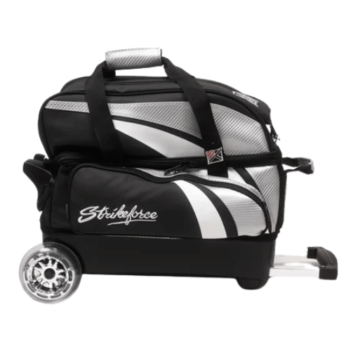 KR Strikeforce Cruiser Lux Double Roller Silver Bowling Bag - Premium Bowling Gear for Travel & League Play - Durable & Stylish Bowling Accessories for Men & Women