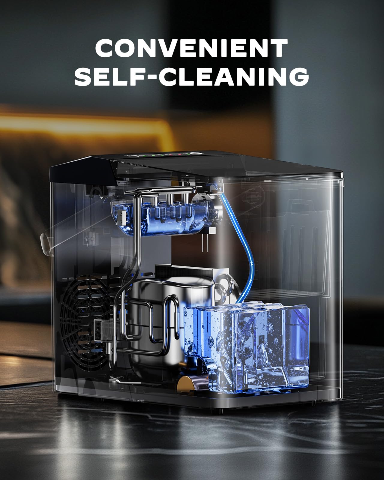 Silonn Countertop Ice Maker - Portable Self-Cleaning Ice Machine with 1.8L Water Tank & Large Ice Basket - Makes 9 Cubes in 6 Minutes - Perfect for Home, Kitchen, RV, Camping, Office & Outdoor Parties