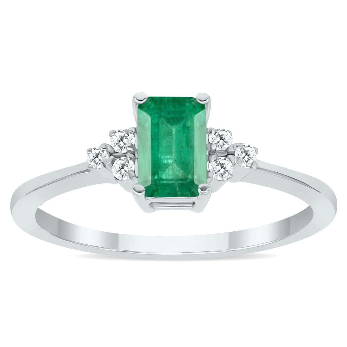 10K White Gold Gemstone & Diamond Ring - Emerald, Sapphire, Blue Topaz, Amethyst | Elegant Jewelry for Women, Perfect for Engagement, Anniversary & Special Occasions