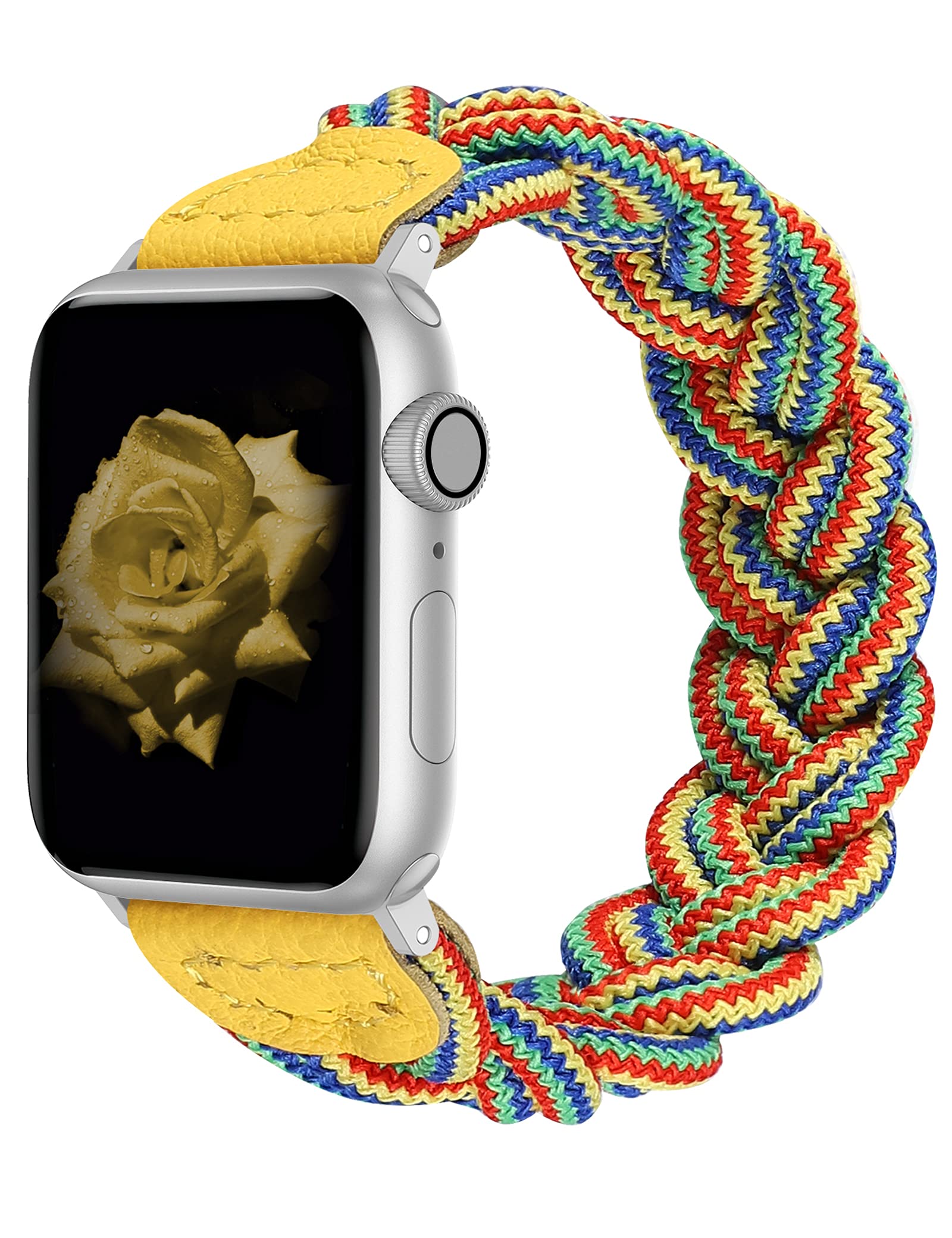 Stretchy Braided Solo Loop Band Compatible with Apple Watch 38mm 40mm 41mm 42mm 44mm 45mm 49mm - Soft Elastic Woven Bracelet Strap for Women - Perfect for iWatch Series 8/7/6/5/4/3/2/1/SE - Ideal for Workouts, Running & Everyday Wear