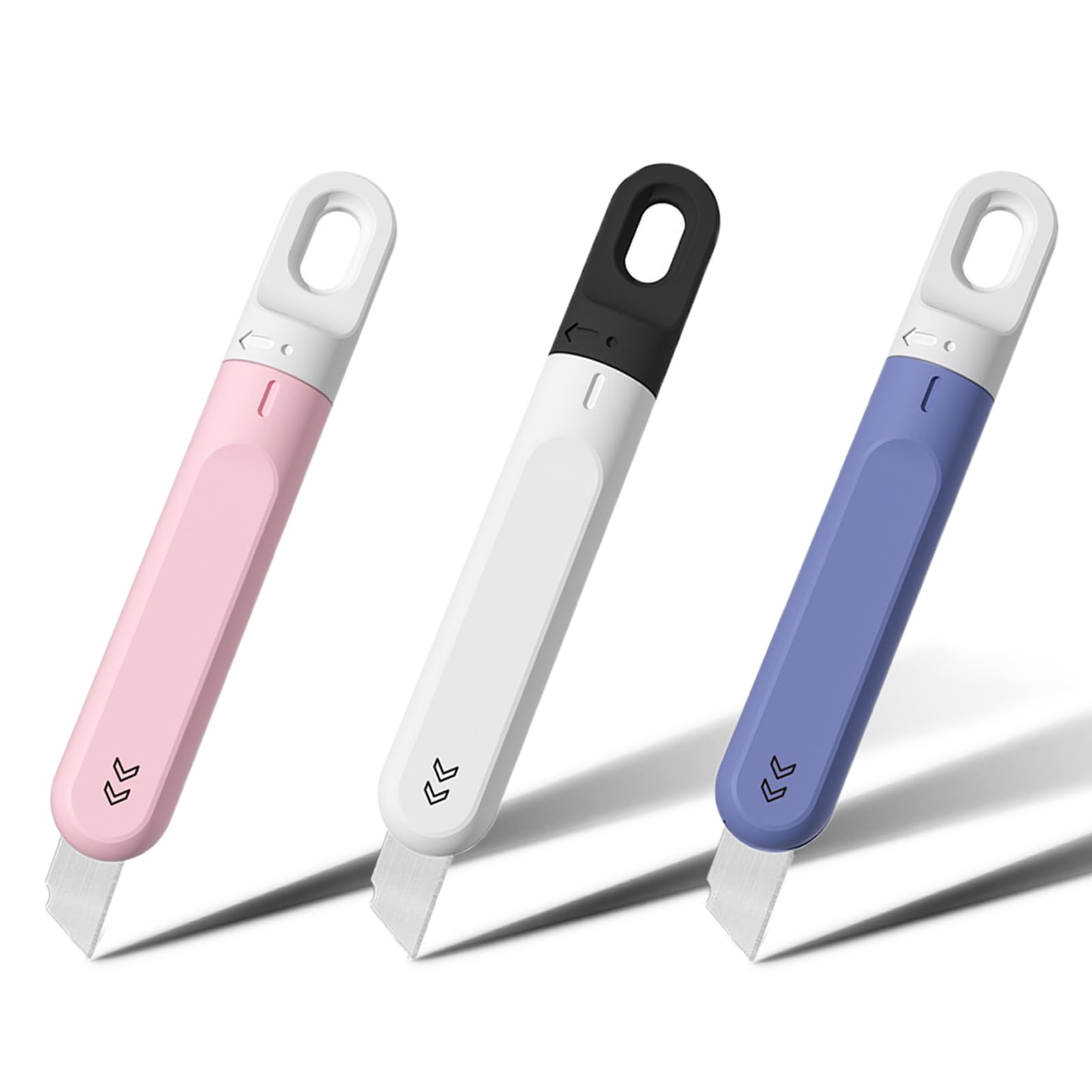 3-Pack Pink Mini Box Cutters - Retractable Utility Knife with Rotating Blade for Women | Home, Office, Travel & DIY Package Opener | Perfect for Unboxing, Crafting & Everyday Use